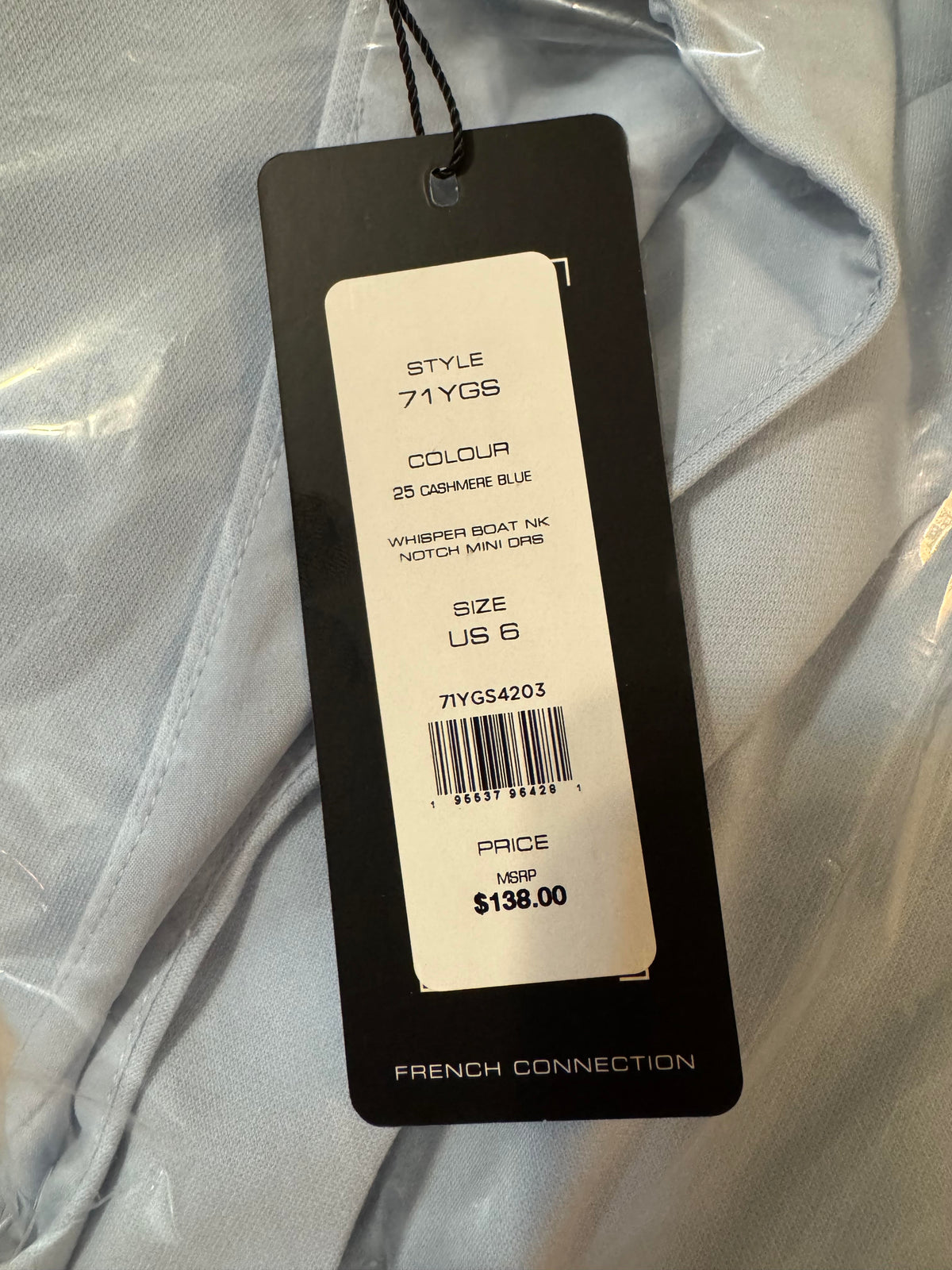 French Connection Whisper Boat Neck Notch Mini Dress – Cashmere Blue ...